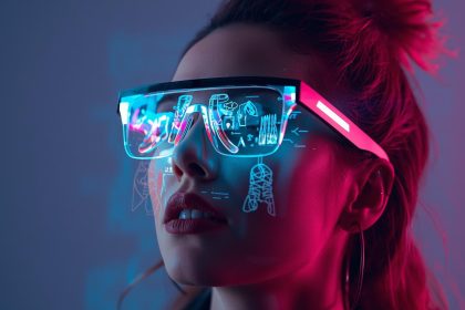 A shopper using augmented reality to virtually try on products before purchase, symbolizing how AR and VR are transforming digital commerce experiences.