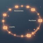 A marketer using lifecycle email automation to send personalized messages at optimal times, symbolizing smart, customer-focused communication.