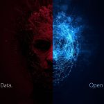 Marketer using transparent and ethical data practices to protect user privacy, symbolized by a glowing digital shield of trust and transparency.