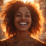 A customer surrounded by personalized digital messages and product recommendations, symbolizing the power of tailored marketing in driving engagement and loyalty.