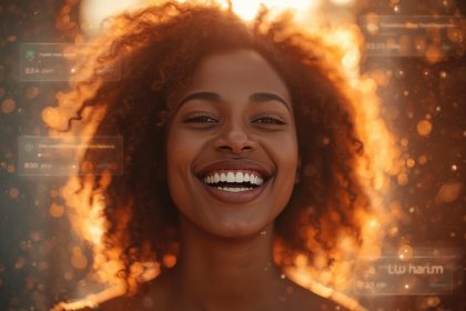 A customer surrounded by personalized digital messages and product recommendations, symbolizing the power of tailored marketing in driving engagement and loyalty.