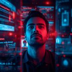 A social media manager monitoring live crisis alerts and sentiment dashboards, symbolizing real-time brand reputation management.