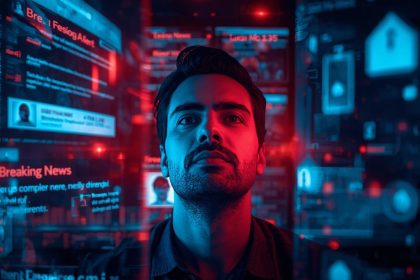 A social media manager monitoring live crisis alerts and sentiment dashboards, symbolizing real-time brand reputation management.