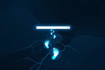 A marketer reviewing Google search results and online analytics to assess and improve a brand’s digital footprint in 2025.