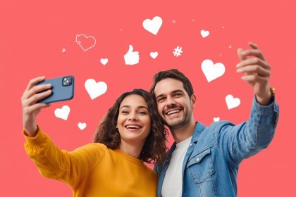 Diverse consumers creating and sharing authentic content about a brand, symbolizing co-creation and user-generated storytelling in modern marketing.