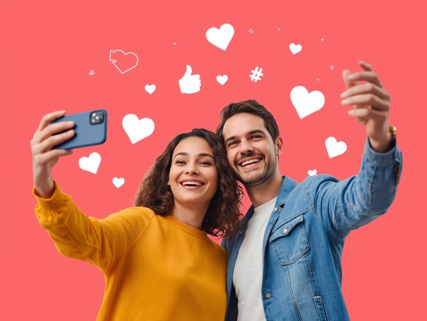 Diverse consumers creating and sharing authentic content about a brand, symbolizing co-creation and user-generated storytelling in modern marketing.