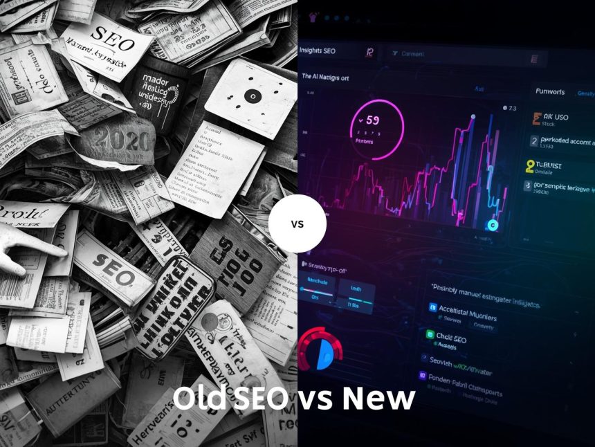 Digital marketer analyzing AI-driven search algorithms and machine learning dashboards that shape SEO rankings in 2025.