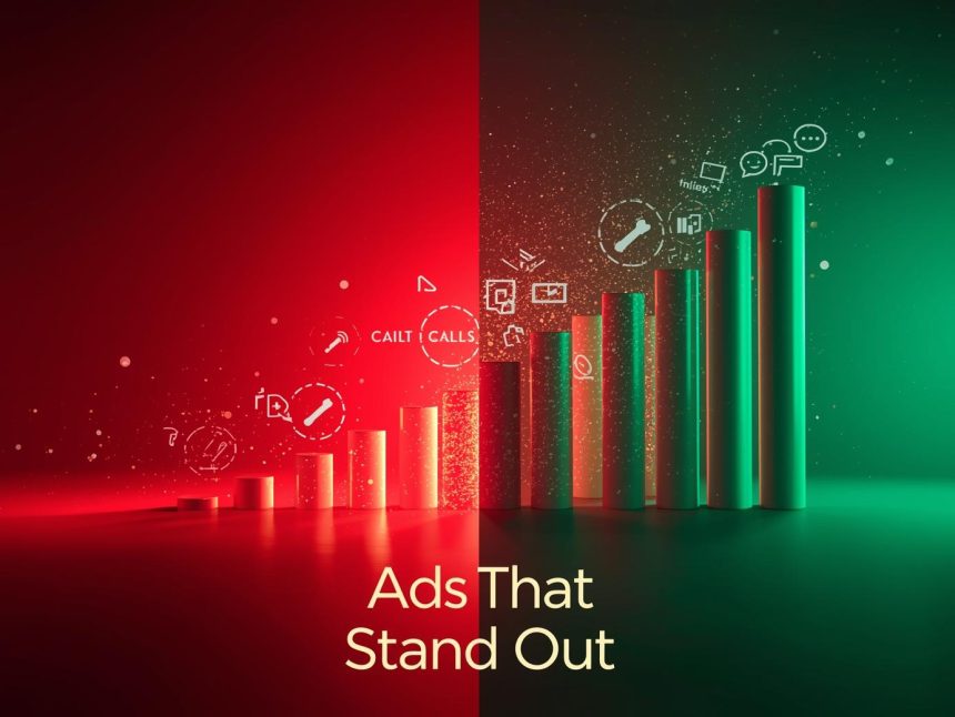 Comparison of basic Google ad versus ad with extensions like sitelinks, callouts, and structured snippets showing higher engagement.