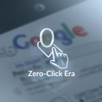 Digital marketer viewing a glowing featured snippet on Google search results with no clicks, representing the rise of zero-click searches and the evolution of keyword strategy.