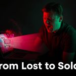 Marketer celebrating as a retargeting PPC campaign converts abandoned carts into new sales using automated display ads.