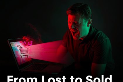 Marketer celebrating as a retargeting PPC campaign converts abandoned carts into new sales using automated display ads.