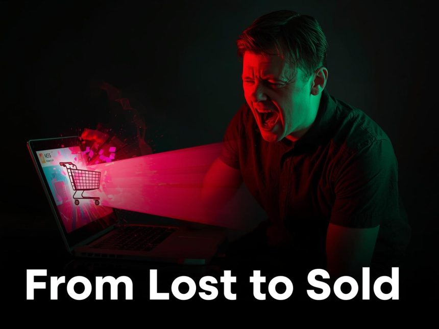 Marketer celebrating as a retargeting PPC campaign converts abandoned carts into new sales using automated display ads.