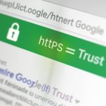 Close-up of a glowing padlock symbol on a web browser address bar, representing the importance of HTTPS, mobile usability, and accessibility for SEO in 2025.
