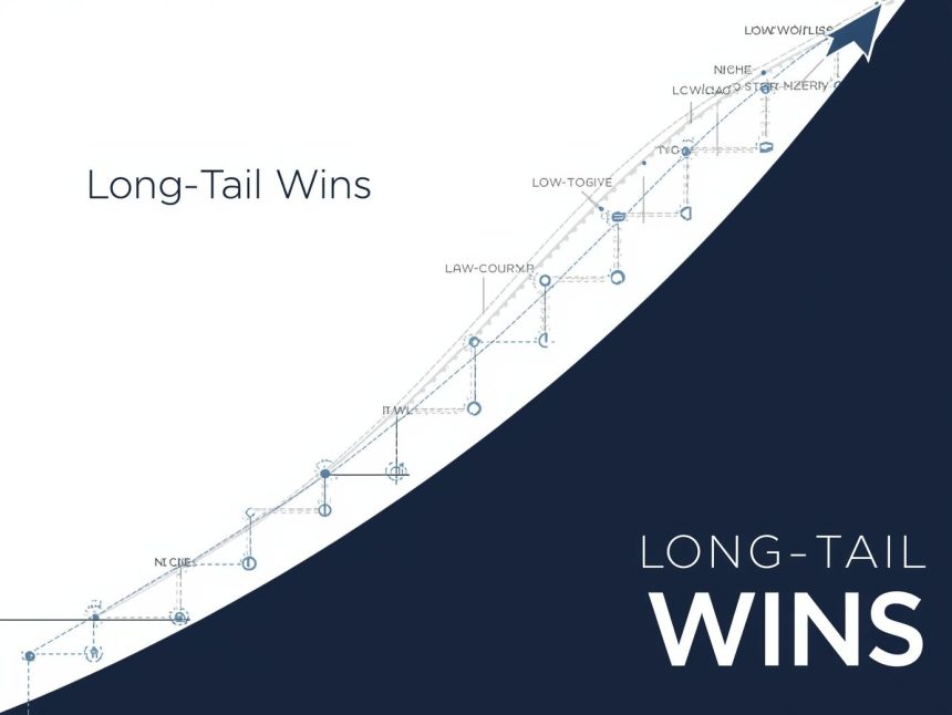 Digital marketer mining glowing keyword clusters from a holographic dashboard, symbolizing the discovery of niche opportunities through strategic keyword clustering.