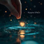 Digital marketer standing between a glowing heart icon and a rising search ranking chart, symbolizing the debate over whether social signals impact SEO.