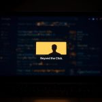 Digital marketer standing before a glowing featured snippet on Google, symbolizing visibility and authority in zero-click search results.