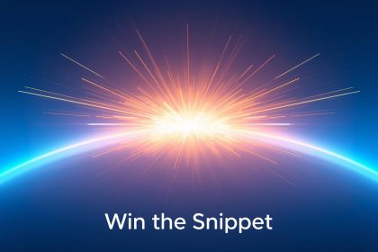 A glowing digital search results page featuring a golden highlighted snippet at the top, symbolizing ranking in Google’s Position Zero for zero-click searches.