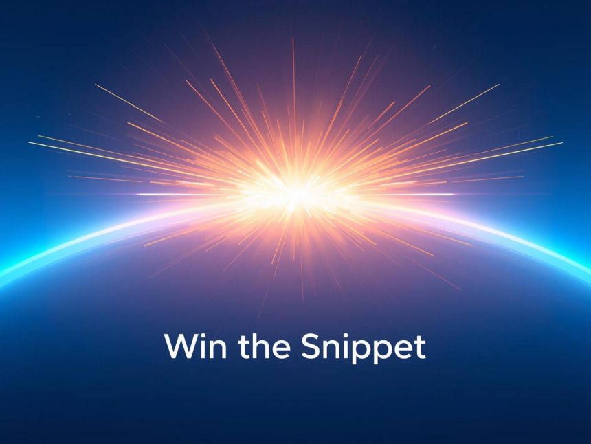 A glowing digital search results page featuring a golden highlighted snippet at the top, symbolizing ranking in Google’s Position Zero for zero-click searches.