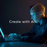 A glowing split brain — half human, half AI circuit — symbolizing the power and ethical balance of AI-driven content creation.