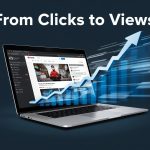 A YouTube play button rising through Google search results surrounded by ranking arrows and analytics visuals, symbolizing how video SEO improves visibility and rankings.