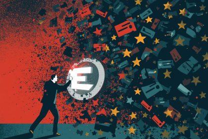 Digital marketer analyzing glowing dashboards of reviews, mentions, and brand sentiment metrics, representing online reputation management and SEO performance.