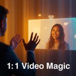 A marketer using AI-powered tools to create personalized videos, symbolizing one-to-one customer experiences at scale in modern marketing.
