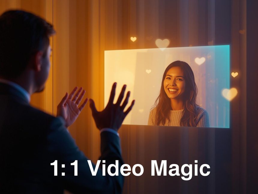 A marketer using AI-powered tools to create personalized videos, symbolizing one-to-one customer experiences at scale in modern marketing.