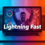 Digital marketer reviewing a glowing performance speed gauge, symbolizing how Core Web Vitals and UX signals impact SEO rankings in 2025.