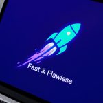 Digital marketer viewing a glowing website performance dashboard with green Core Web Vitals scores, representing optimization for speed, stability, and interactivity in 2025.