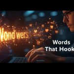 A glowing headline stopping a fast-moving social media feed, symbolizing how powerful titles capture attention and drive clicks.