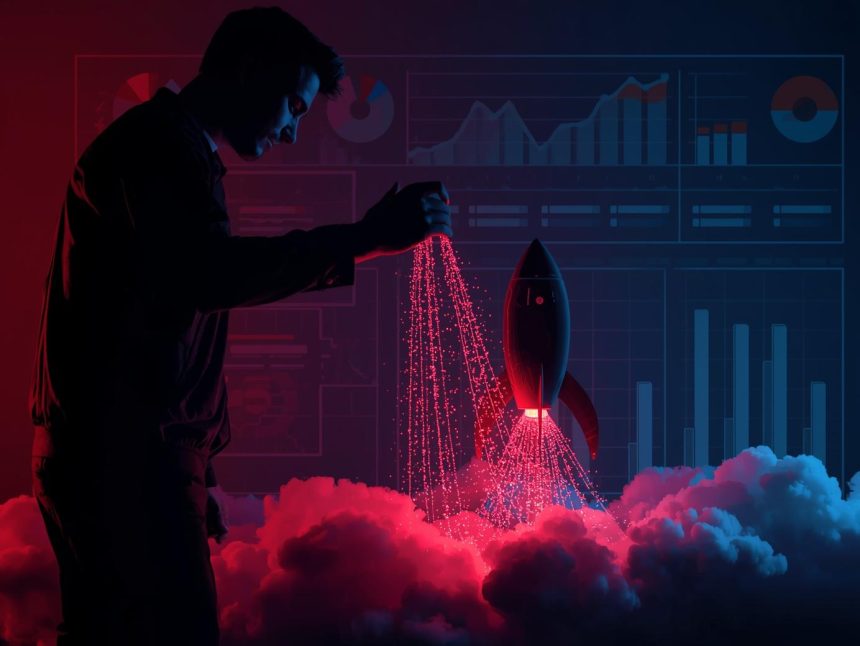 Digital marketer merging analytics and creativity, symbolizing how data-driven content strategy boosts engagement and performance.