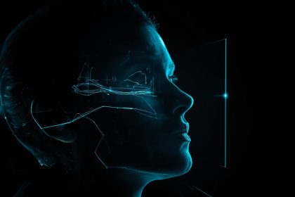 Digital marketer standing before glowing “SEO 2025” hologram, representing the evolution of search engine optimization strategies, tools, and trends.