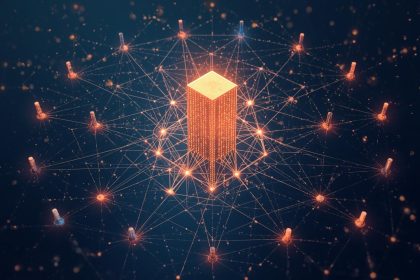 A glowing central pillar page connected to smaller topic nodes, symbolizing content clustering and the SEO power of topic hubs.