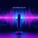 A glowing microphone surrounded by upward-trending charts and engagement icons, representing podcast analytics, listener growth, and success measurement in 2025.