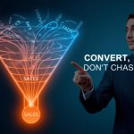 Digital marketer analyzing two dashboards — one showing high traffic and the other high conversions — symbolizing the shift from keyword volume to intent-driven SEO.