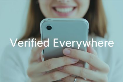 Person holding a smartphone displaying identical business listings across Google, Yelp, and Facebook, symbolizing consistency and trust in local SEO citations.