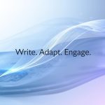 A split-screen image showing content for web, email, and social media connected by a glowing pen stroke, representing how effective copywriting adapts across digital platforms.