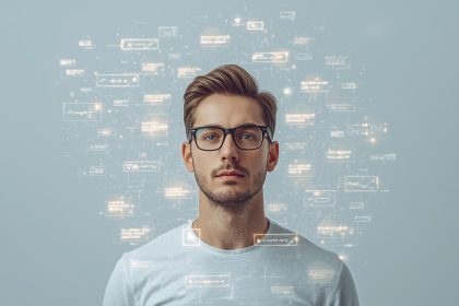 AI and human connection merging through personalized emails, symbolizing the future of intelligent and emotionally resonant email marketing.