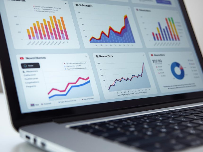 Digital marketer comparing top newsletter platform dashboards for creators and businesses, symbolizing powerful tools for growth and monetization in 2025.