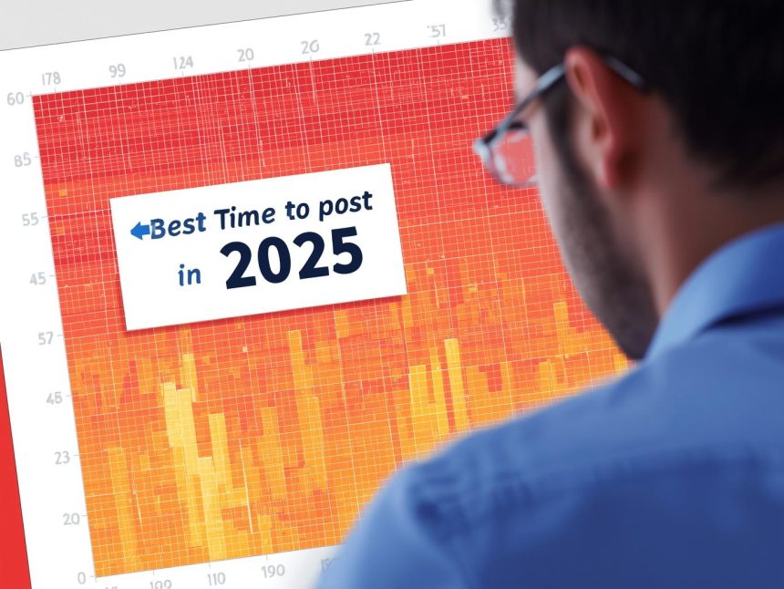 Digital clock and analytics dashboard showing the best posting times across major social media platforms for 2025.