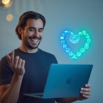 Marketer using a CRM platform to connect and engage with customers, symbolizing simple, human-centered relationship marketing.