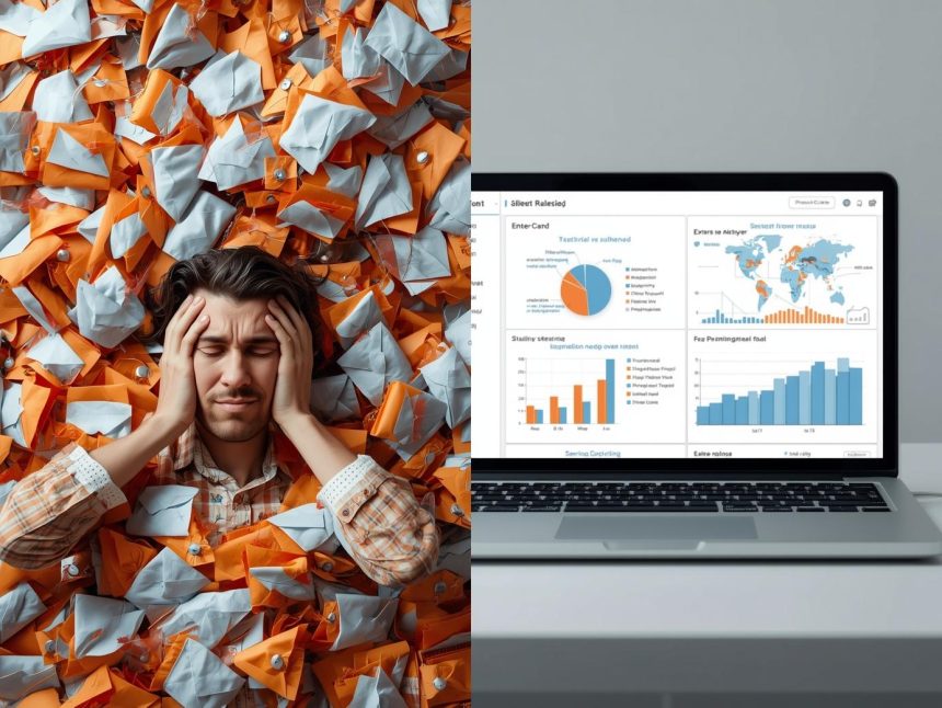 Marketer automating email workflows using top drip campaign tools in 2025, represented by glowing workflow dashboards and automation icons.