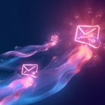 Emails flowing from CRM systems to loyal customers, symbolizing personalized marketing that converts leads and builds relationships in 2025.