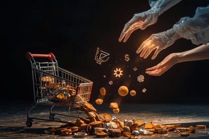 Visual of an abandoned online shopping cart transforming into a completed sale through automation, symbolizing successful cart recovery.