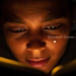 A glowing digital ad transforming into a purchase moment, symbolizing how emotional storytelling drives customer conversions and brand loyalty.