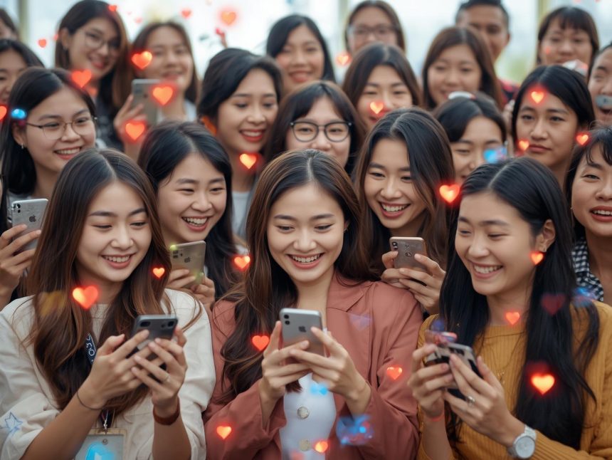 People engaging with social media content naturally and enthusiastically, symbolizing authentic organic engagement growth in 2025.