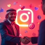 Brand manager and influencer shaking hands under a glowing Instagram logo, representing effective influencer collaborations and measurable results in 2025.