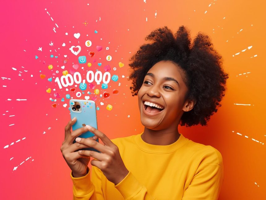 Smartphone with a growing plant and Instagram icons, symbolizing organic follower growth and authentic engagement strategies in 2025.