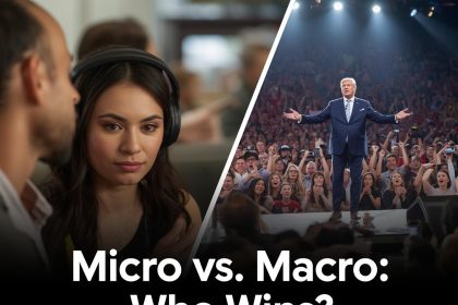 Comparison between micro and macro influencers highlighting engagement, reach, and ROI performance in 2025.