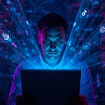 AI robot comparing high-quality versus low-quality social media content, representing how content quality impacts organic reach and algorithm ranking in 2025.